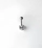 Beyaz Tek Taşlı Kalp Göbek Piercing