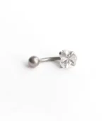Beyaz Tek Taşlı Kalp Göbek Piercing - Görsel 3