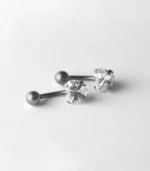 Beyaz Tek Taşlı Kalp Göbek Piercing - Görsel 2