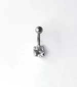 Beyaz Yuvarlak Tek Taşlı Göbek Piercing