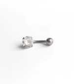 Beyaz Yuvarlak Tek Taşlı Göbek Piercing - Görsel 3
