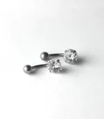 Beyaz Yuvarlak Tek Taşlı Göbek Piercing - Görsel 2