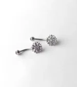 Gümüş Taşlı Taç Yaprak Göbek Piercing - Görsel 2