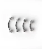 Gümüş Epoxy Kaplama Çift Taşlı Kaş Piercing