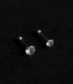 Gümüş Tek Top Taşlı Piercing - Görsel 2