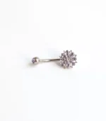 Gümüş Taşlı Taç Yaprak Göbek Piercing - Görsel 3