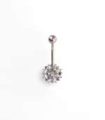 Gümüş Taşlı Taç Yaprak Göbek Piercing