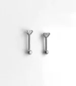 Gümüş Tek Top Taşlı Piercing - Görsel 3