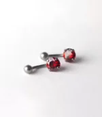 Kırmızı Yuvarlak Tek Taşlı Göbek Piercing - Görsel 2
