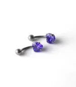 Kristal Mor Tek Taşlı Kalp Göbek Piercing - Görsel 2