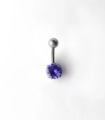 Kristal Mor Yuvarlak Tek Taşlı Göbek Piercing
