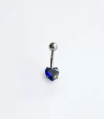 Mavi Tek Taşlı Kalp Göbek Piercing