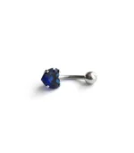 Mavi Tek Taşlı Kalp Göbek Piercing - Görsel 3