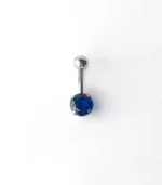 Mavi Yuvarlak Tek Taşlı Göbek Piercing