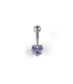 Mor Tek Taşlı Kalp Göbek Piercing