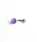 Mor Tek Taşlı Kalp Göbek Piercing - Görsel 3