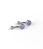 Mor Tek Taşlı Kalp Göbek Piercing - Görsel 2