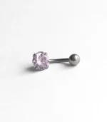 Mor Yuvarlak Tek Taşlı Göbek Piercing - Görsel 3