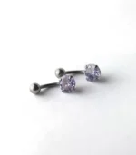 Mor Yuvarlak Tek Taşlı Göbek Piercing - Görsel 2