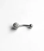Gümüş Yuvarlak Tek Taşlı Göbek Piercing - Görsel 3