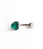 Yeşil Tek Taşlı Kalp Göbek Piercing - Görsel 3