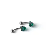 Yeşil Tek Taşlı Kalp Göbek Piercing - Görsel 2