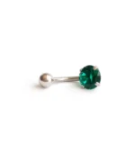 Yeşil Yuvarlak Tek Taşlı Göbek Piercing - Görsel 3