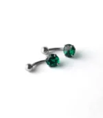 Yeşil Yuvarlak Tek Taşlı Göbek Piercing - Görsel 2