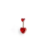 VegaHeart Kırmızı Taşlı Kalp Göbek Piercing