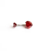 VegaHeart Kırmızı Taşlı Kalp Göbek Piercing - Görsel 3