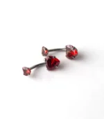 VegaHeart Kırmızı Taşlı Kalp Göbek Piercing - Görsel 2