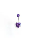 Mor Taşlı Kalp Göbek Piercing