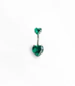 Yeşil Taşlı Kalp Göbek Piercing