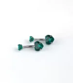 Yeşil Taşlı Kalp Göbek Piercing - Görsel 2