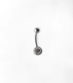 Gümüş Yuvarlak Tek Taşlı Göbek Piercing