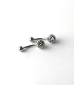 Gümüş Yuvarlak Tek Taşlı Göbek Piercing - Görsel 2